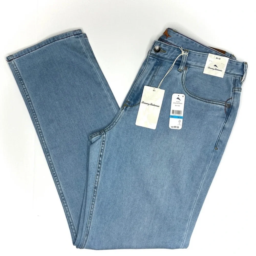 Tommy Bahama Blue Antigua Cove Jeans 34 x 30 36 x 30 TD121053 Light Wash Stretch - Picture 1 of 15